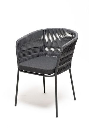 Плетеный стул "Бордо" (колос) из роупа (веревки), стальной каркас, цвет серый