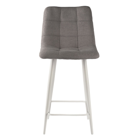 Стул полубарный на белых ножках Base букле серый MOSS 960 60см