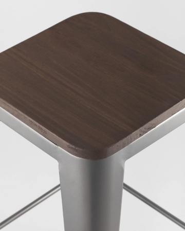 Стул барный TOLIX WOOD серебристый матовый