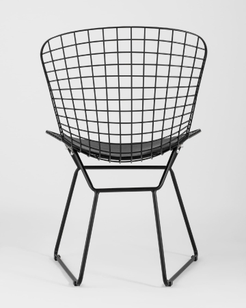 Стул обеденный Bertoia черный с черной подушкой Стул обеденный Bertoia черный с черной подушкой