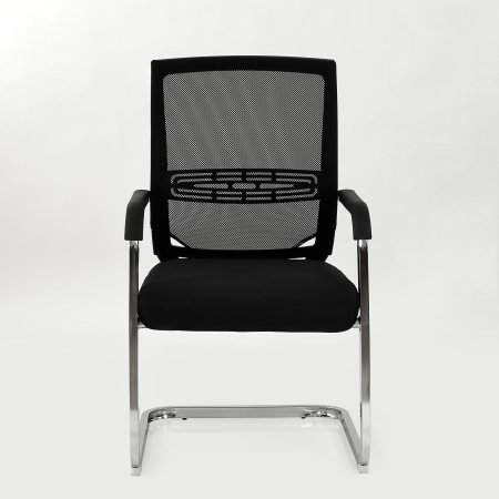 Кресло K-801 черная ткань, черная сетка, на полозьях