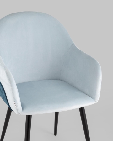 Стул Новел велюр светло-голубой с синей спинкой