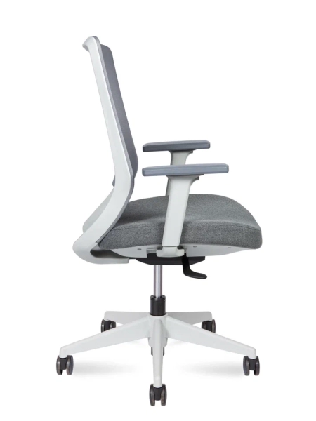 Кресло офисное Mono LB серый, ткань и пластик, мягкое сиденье, с подлокотниками