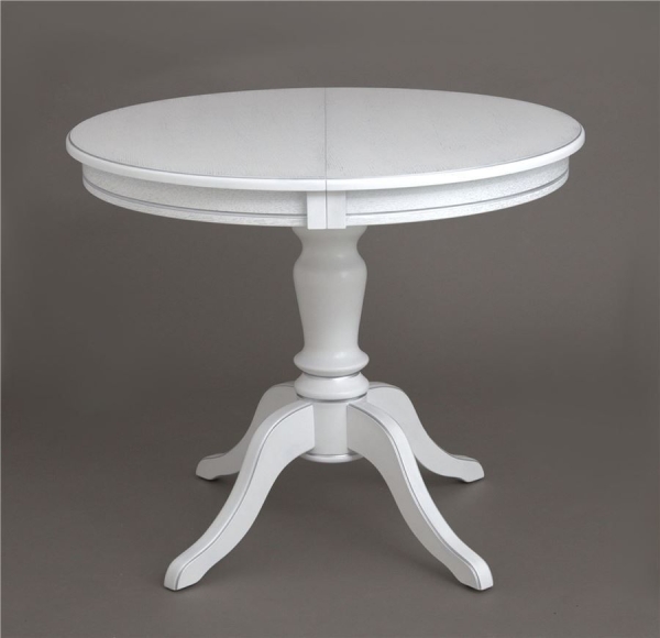 Стол "Эгина-2" белый, патина серебро, шпон дуб