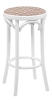 Полубарный деревянный табурет Венский 650 белая эмаль с мягким сиденьем из бежевой ткани