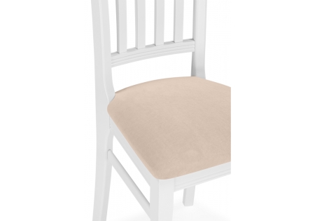 Стул деревянный Фрезино с проножкой бежевый велюр, белый