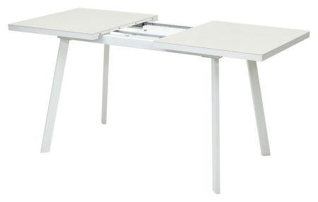 Стол ФИН 140 Латте, стекло, белый каркас