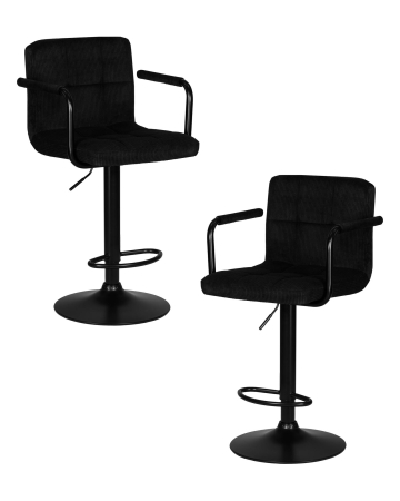 Набор 2 шт Стул барный KRUGER ARM BLACK, черный вельвет (LAR-E2041-52)