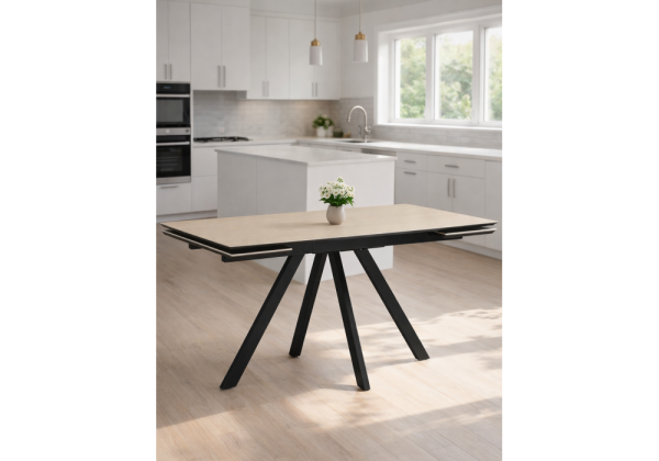 Керамический стол Вилли 140(200)х80 okara light yellow, черный