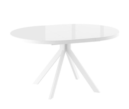 Стол круглый раздвижной со стеклом "RONDO-110" белый оптивайт, белый 110-145