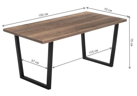 Стол деревянный Эльпатия 150 дуб велингтон, черный матовый