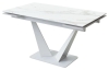 Стол Ниагара 140 белый мрамор, стекло, белый каркас