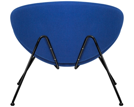 Кресло дизайнерское EMILY, синяя ткань, черное основание