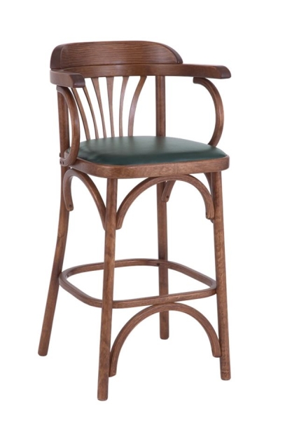 Стул барный 650 Венский мягкий средний тон, экокожа зеленая