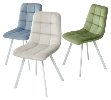 Стул CHILLI SQUARE G108-06 серебристо-серый велюр, белый каркас