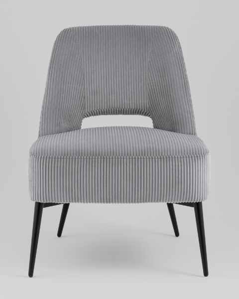 Кресло лаунж Бостон велюр рельефный светло-серый