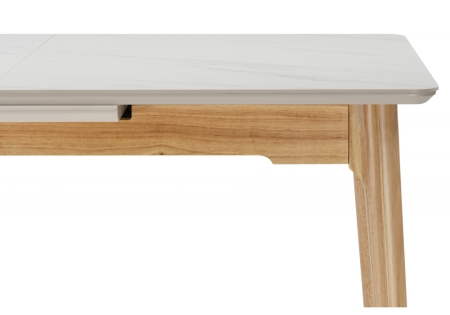 Керамический стол Halmar 140(180)x80 белый спеченный камень, светлое дерево