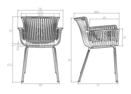 Стул ROSS черный, пластик и металл, твердое сиденье, с подлокотниками