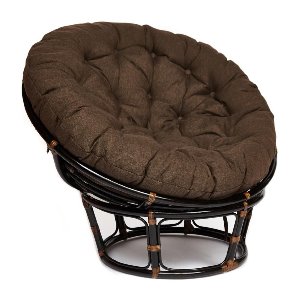 Кресло "PAPASAN" 23/01 W, с подушкой, античный черно-коричневый, ткань коричневая 3М7-147