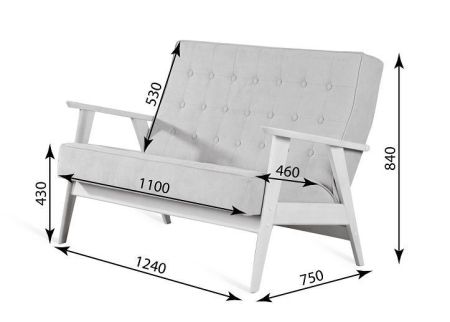Диван двухместный РЕТРО беленый дуб, RS 29 - бирюзовый Диван двухместный РЕТРО беленый дуб, RS 29 - бирюзовый