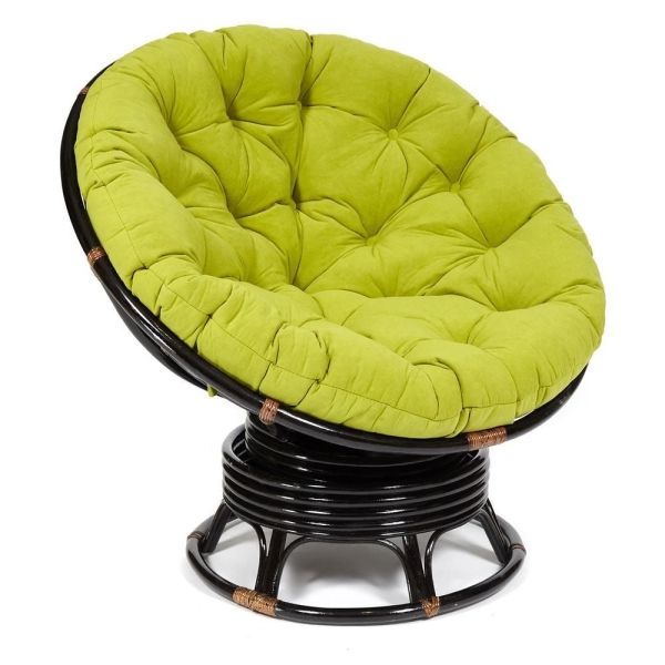 Кресло-качалка "PAPASAN" w 23 и 01 B с подушкой, античный черно-коричневый, флок олива, 23