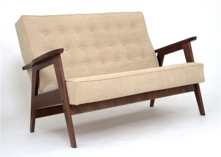 Диван двухместный РЕТРО темный тон, RS 03 - бежевый