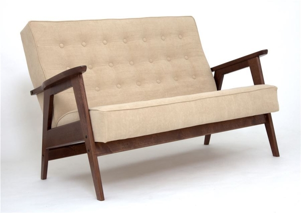 Диван двухместный РЕТРО темный тон, RS 03 - бежевый Диван двухместный РЕТРО темный тон, RS 03 - бежевый