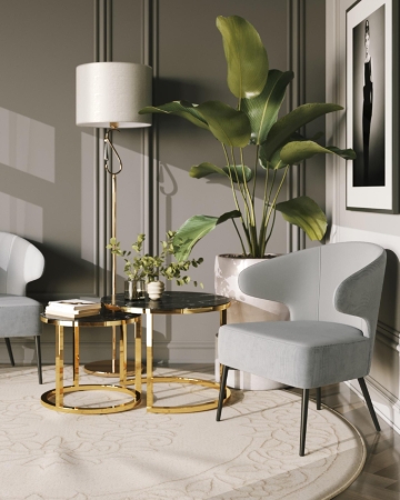 Кресло лаунж Royal Stripes велюр серый