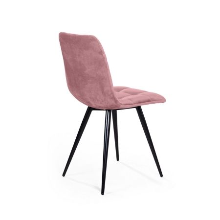 Стул UNO бархат пудровый, черный конус