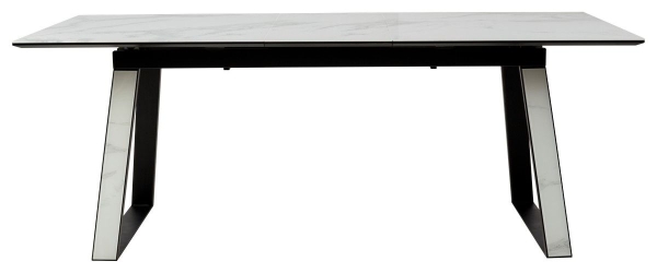 Стол Франк 160 белый мрамор, стекло, белый мрамор - черный