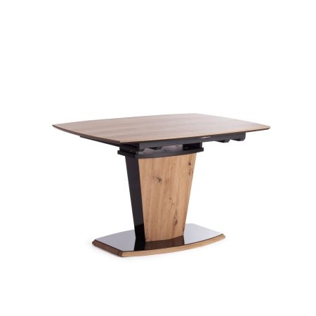 Стол FANCY МДФ, HPL, стекло, 120-160х85х75 см, дуб артисан, черный