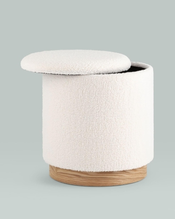 Пуф с ящиком Холли L тедди белый