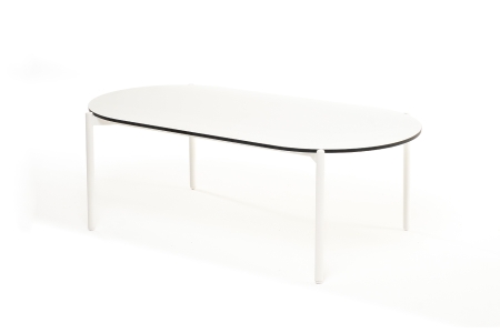 "Диего" журнальный стол из HPL 120х60 H40, каркас белый муар, "молочный"