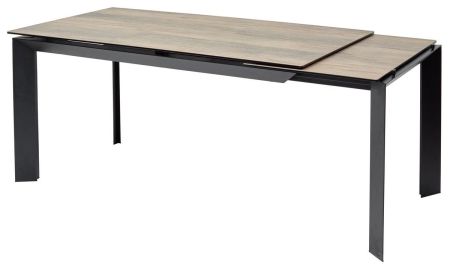 Стол CREMONA 180 KL-61 Под дерево итальянская керамика, черный каркас