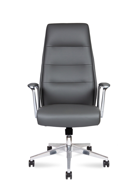 Кресло офисное Nancy серый, экокожа и металл, мягкое сиденье, с подлокотниками