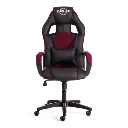 Кресло DRIVER экокожа и ткань, черный и бордо