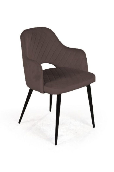 Стул William с подлокотниками ромб, бархат антрацит, черный конус