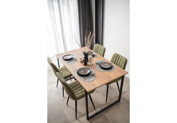 Стол деревянный Лиман 140 х 80 дуб крафт золотой, черный матовый