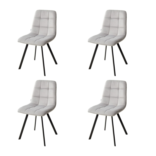 Стул CHILLI SQUARE BLUVEL-03 светло-серый, велюр, черный каркас