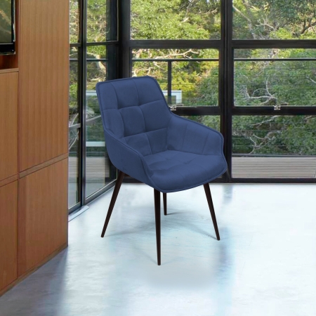 Стул Capri поворотный 360 градусов, бархат синий, опора конус