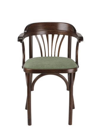 Стул Венский темный тон, букле зеленый MOSS 615, дуги назад