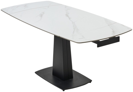 Стол BALDE 140 MATT WHITE MARBLE SOLID CERAMIC, BLACK