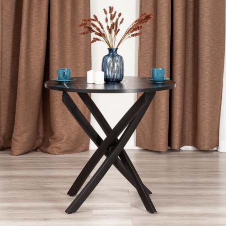 Стол MANZANA ЛДСП, HPL, металл, 80х80х75 см, мрамор черный, черный