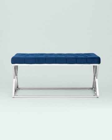 Банкетка ИНСИГНИЯ велюр синий, сталь серебро