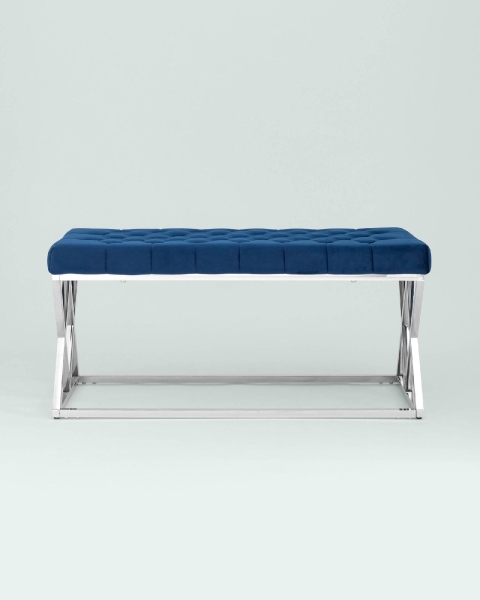 Банкетка ИНСИГНИЯ велюр синий, сталь серебро Банкетка ИНСИГНИЯ велюр синий, сталь серебро