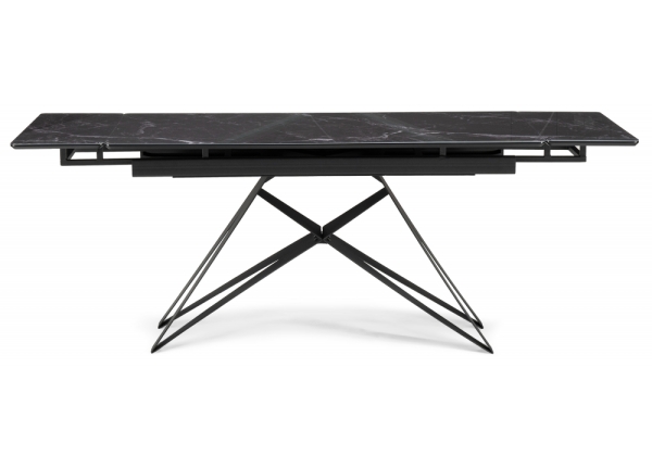 Стол стеклянный Блэкберн 140(200)х80 черный мрамор, черная пленка, черный