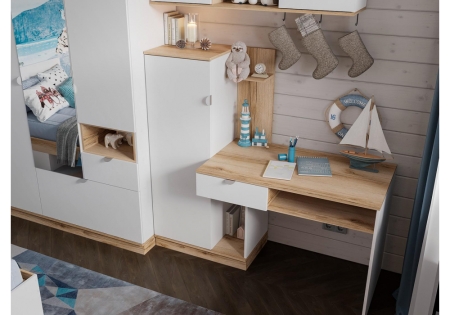 Компьютерный стол Джидда 1500 белый, дуб делано