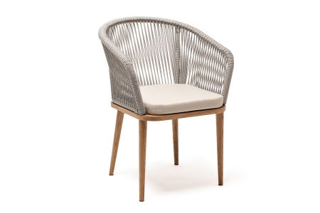 "Марсель" стул плетеный из роупа, основание дуб, роуп серый меланж круглый, ткань бежевая 052 "Марсель" стул плетеный из роупа, основание дуб, роуп серый меланж круглый, ткань бежевая 052