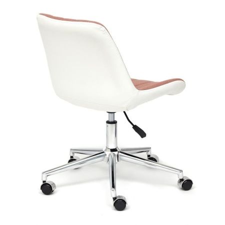 Кресло STYLE экошерсть и экокожа, розовый и белый, 36-01