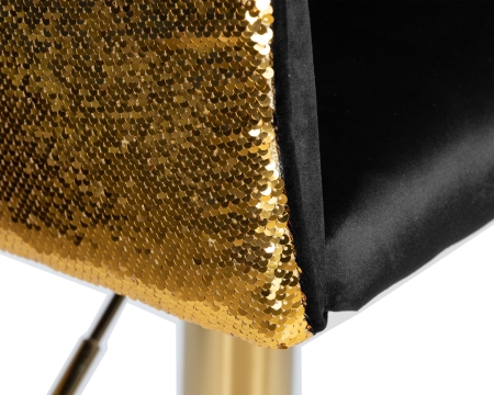 Стул барный DARCY золотой SHINY, черный велюр с золотыми пайетками